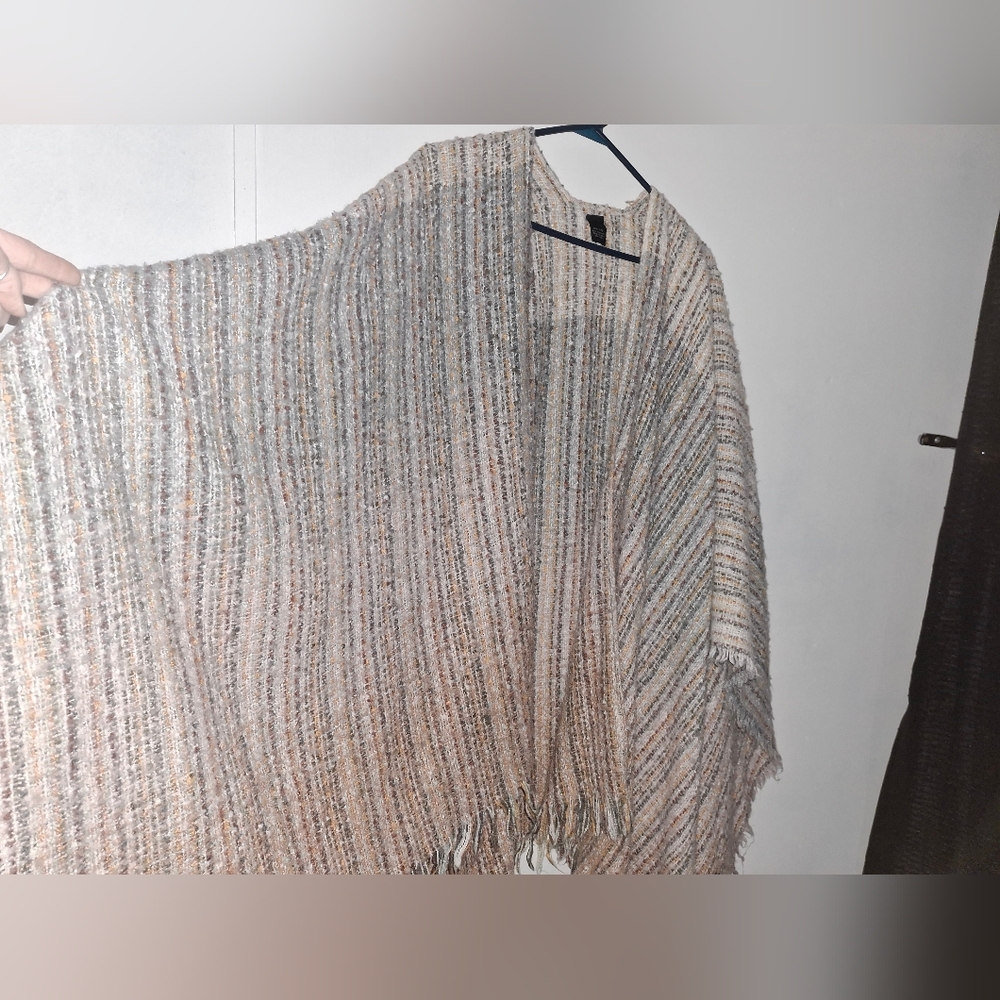 Striped Multicolor Knit Poncho